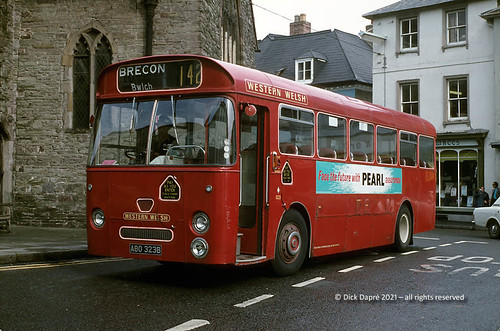 WW 1323 T57-33 by RLD1877, Another view of Western Welsh 1323 (ABO323B) on 15 September 1973, at the Bulwark in Brecon having a