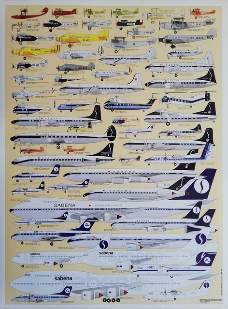 Sabena Poster Belgium Greatest Airplanes History 1923-2001 #01.01
