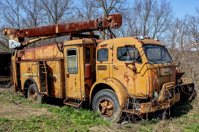 Old White 3000 Cab Over Engine (COE) Truck