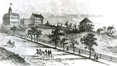 Drawing of the male campus of Baylor University, 1870s