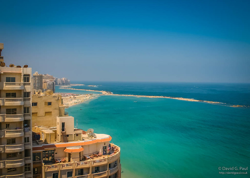 The view of the Mediterranean from a balcony in Alexandria