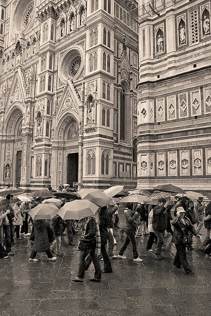 Rita Crane Photography: Rainy Street Scene at the Duomo, Florence