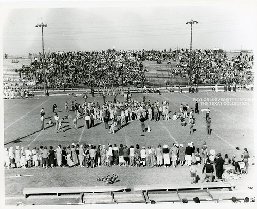The Baylor Bears play a game at Waco Municipal Stadium, circa 1940