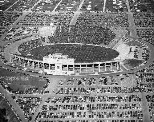 Aerial of Baylor (Floyd Casey) Stadium-Bears vs. Texas A&M, 1950 (3), Waco, Texas