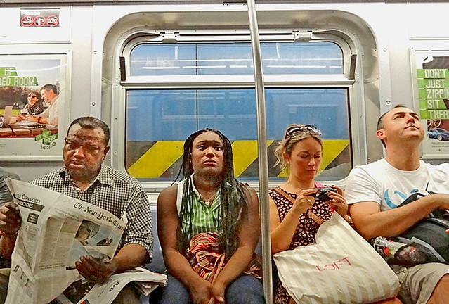 USA, New York city, subway  commuters