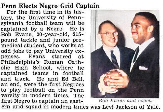 For The First Time In Its History, Univ of Pennsylvania Football Team Captained by A Black Man, Bob Evans - Jet Magazine, December 13, 1951