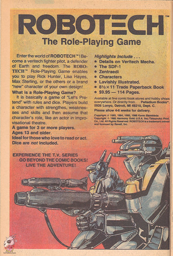 PALLADIUM BOOKS :: "ROBOTECH" - The Role-Playing Game ; ..spot ad (( 1986 )) by tOkKa