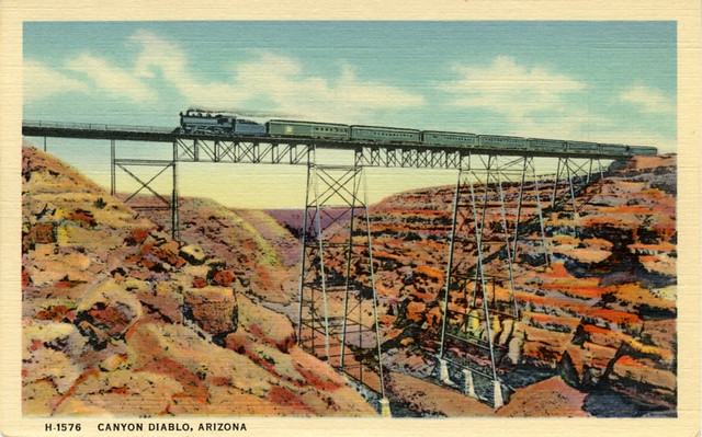 Vintage Postcard - Historic ATSF Canyon Diablo Trestle - Arizona