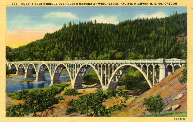 Vintage Postcard - Robert A. Booth Bridge - Winchester, Oregon