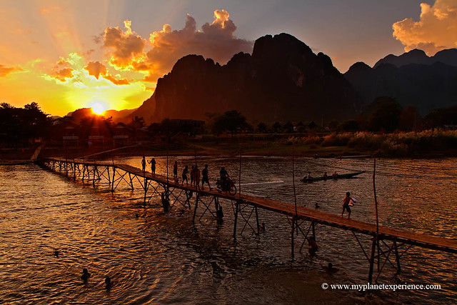 Sunset over Nam Song river - Laos