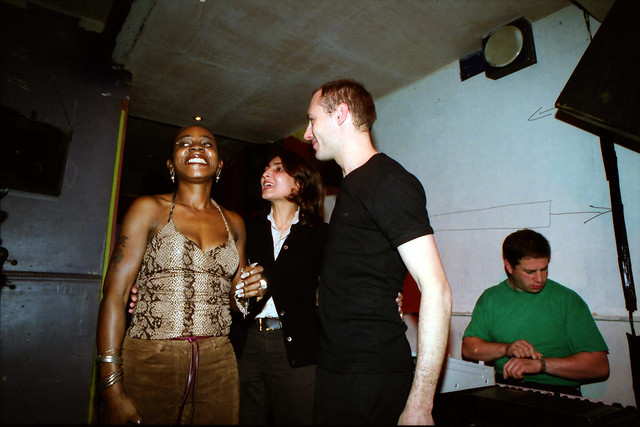 Charming Lady in Animal Skin Print Top and Brown Suede Leather Trousers at Singers Open Microphone with Asha on Keyboard The Spot Maiden Lane Covent Garden London West End September 2001 102