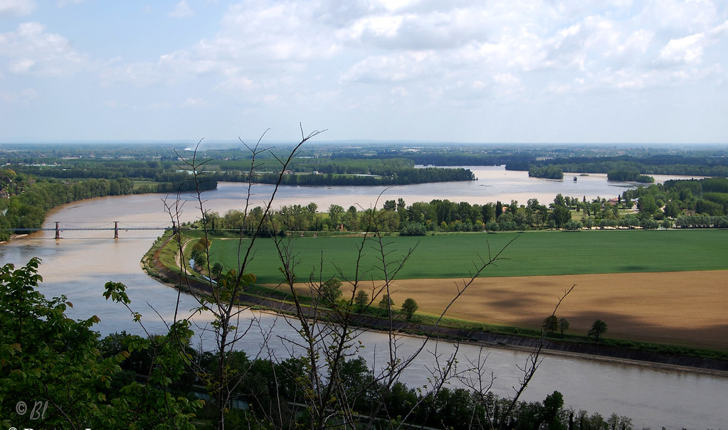 Boudou, panorama sur le confluent du Tarn et de la Garonne