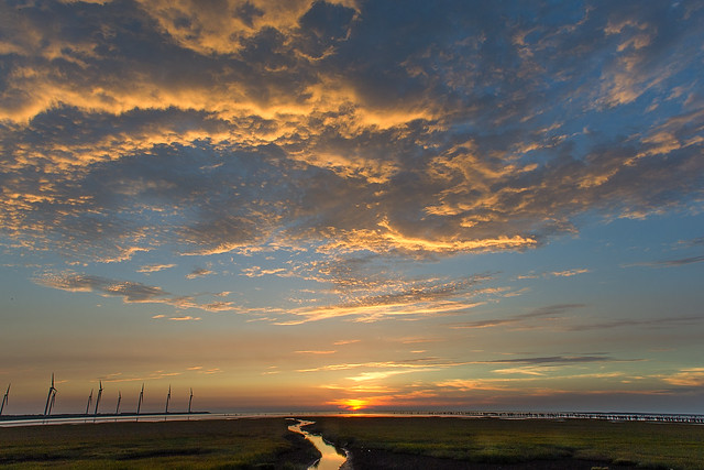 Sunset in Taichung County Gaomei Wetlands Wildlife Refuge