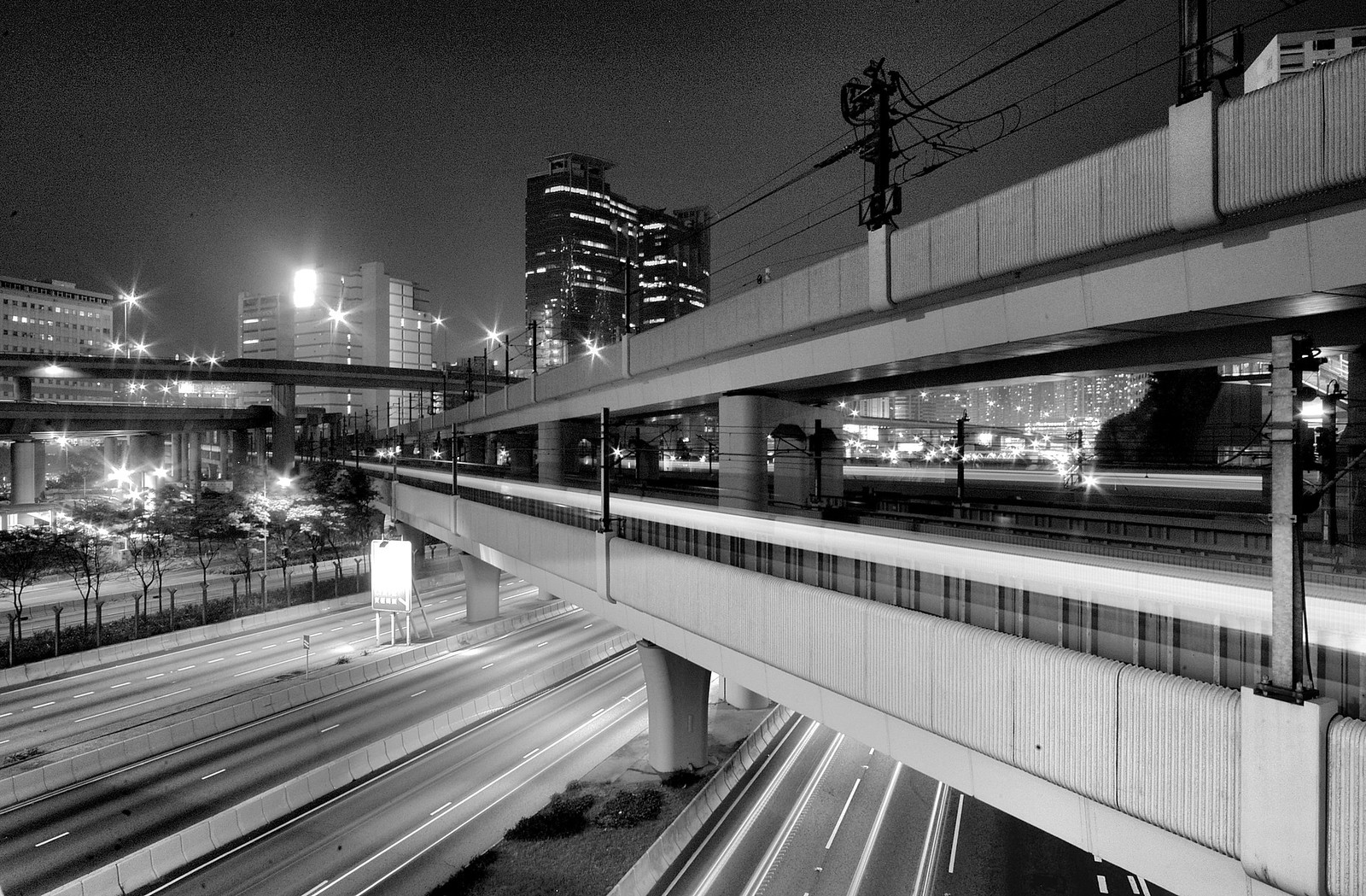 Hong Kong - Rail and Roads Traffic Scene