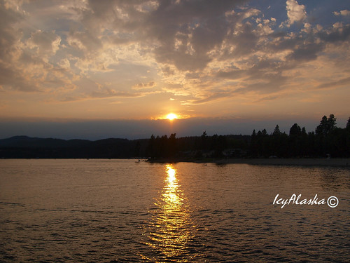 light sunset sun lake reflex tramonti colori lakecoeurdalene