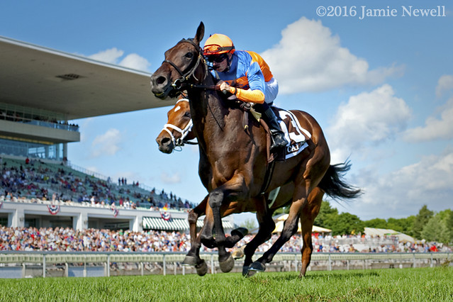 Sea Calisi wins the Grade I Beverly D. Stakes