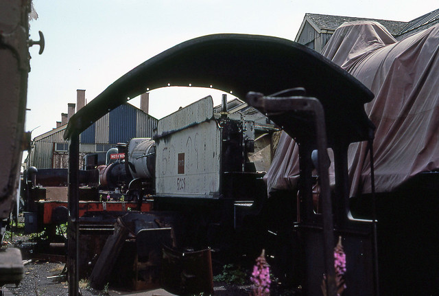 5029 tender and boilers. Didcot Railway Centre. 29 July 1984