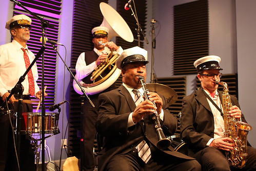 The Eureka Brass Band: Frank Oxley, Kerry Lewis, Louis Ford, James Evans. Photo by Bill Sasser