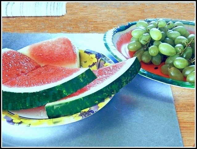 Watermelon & Green Grapes - Photo by STEVEN CHATEAUNEUF - August 26, 2015 - This Photo Was Cropped, Re-Sized And Edited by STEVEN CHATEAUNEUF On August 28, 2015