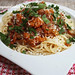 Spaghetti à la bolognaise aux saucisses de poulet et lentilles