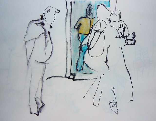 José toekijkend (en weglopend in spiegel) (21 x 30 cm)