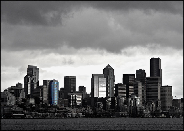 Storm Over Seattle With Blue Windows