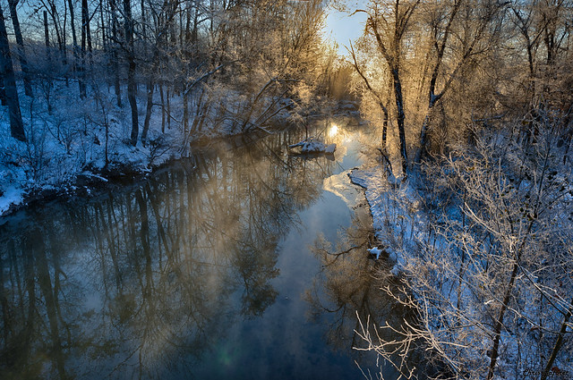 Sunrise on Snow-Covered Stoney Creek HDR