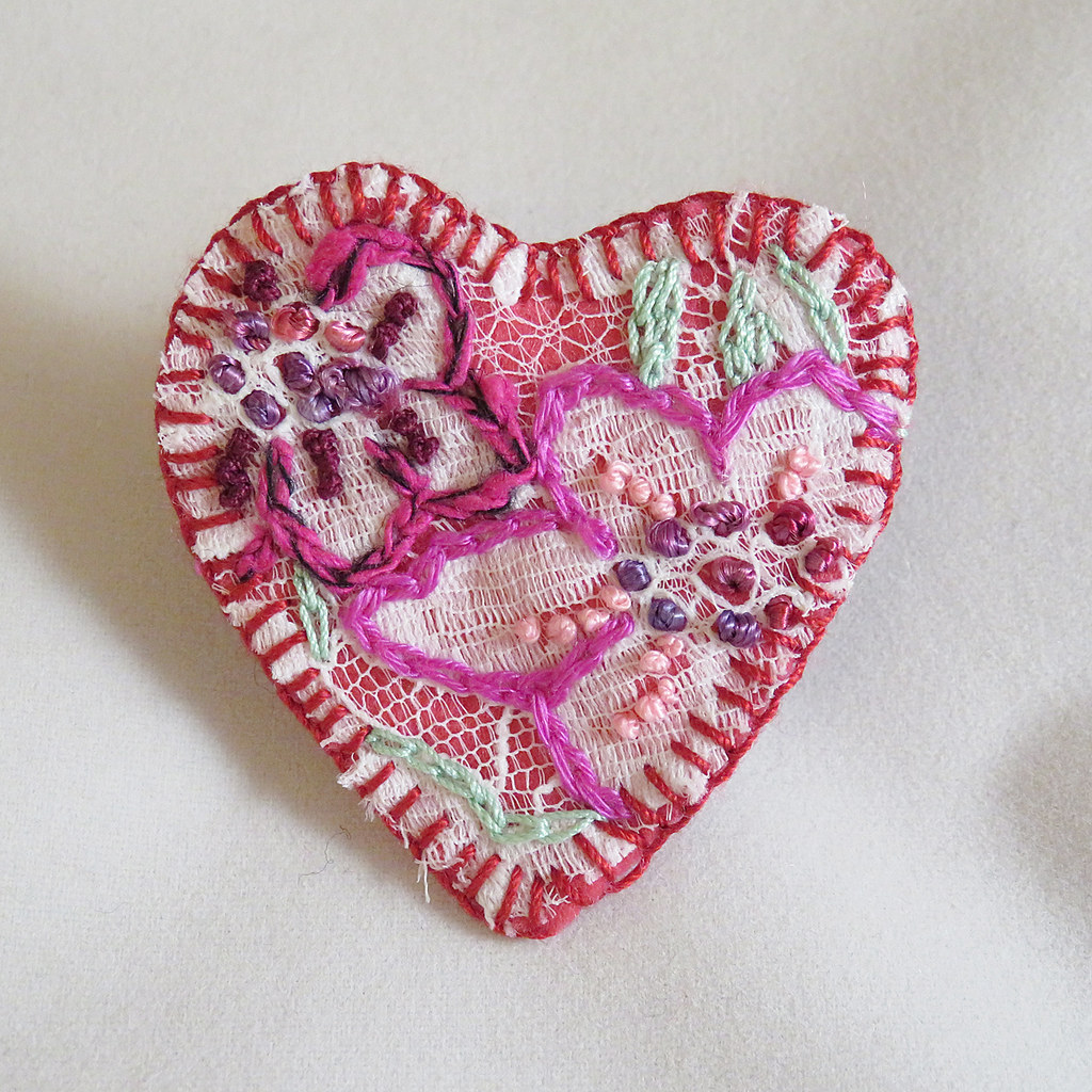 Pink Magenta Heart Brooch