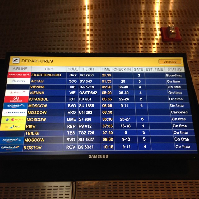 Flight Board of Yerevan's Zvartnots Airport,Armenia