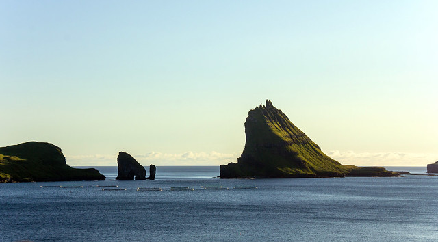 The islands Drangarnir and Tindhólmur in Sørvágsfjørður, Faroe Islands