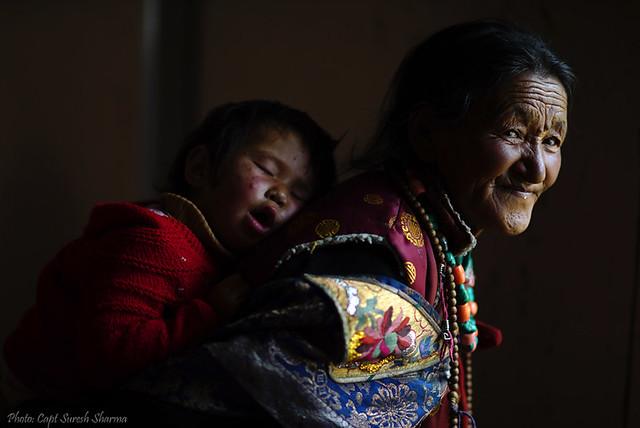 Ladakhi Old Lady with Baby at Meeru Village (Ladakh) ... INDIA