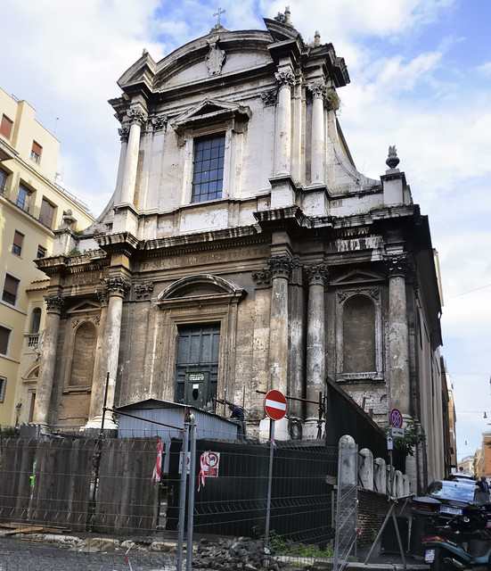 Getting fixed - Baroque façade, San Nicola da Tolentino agli Orti Sallustiani, Rome.