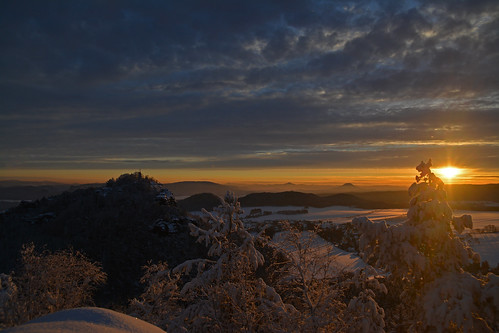 winter winterlandschaft schnee sunrise sonnenaufgang gohrisch papststein elbsandsteingebirge sandsteiner
