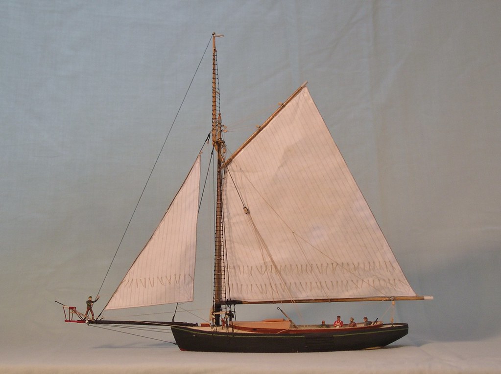 Swordfish sloop, completed waterline model -port view profile, Rex Stewart