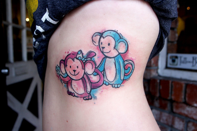 watercolor monkey tattoo