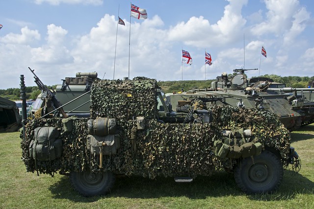 Camouflaged Land River Defender , Essex HMVA Military and Flying Machines Show