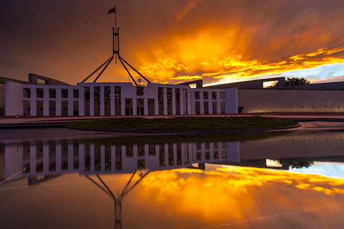 harmony by nzfisher, capital canberra act australia parliament parliamenthouse 24mm canon flag reflection structure archi