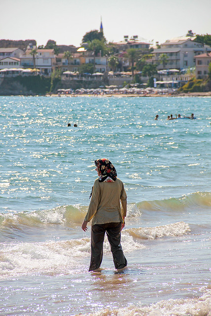 Turkish muslim woman on the beach 2