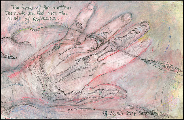 The heart of the matter: the hands and feet are the points of reference. 29 March, 2014.