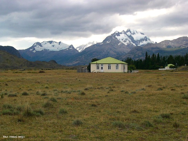 Andes Mountains and Cottage at Estancia Cristina, Patagonian Argentina, 2003