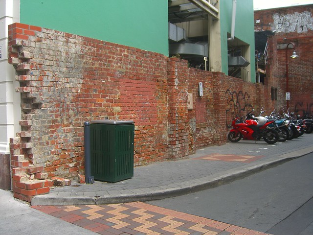 Remnant brick wall, cnr Collins Street & Purdy's Mart, Hobart