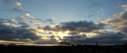 dawn daybreak sunrise sky sun silhouettes trees church spire swindon wilts wiltshire uk january 2017 stevemaskell