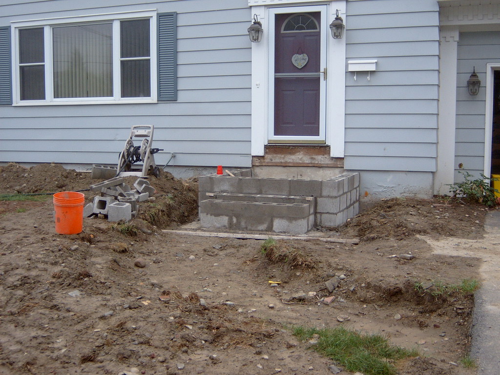 Concrete Block Work | Front yard is still a mess but progres