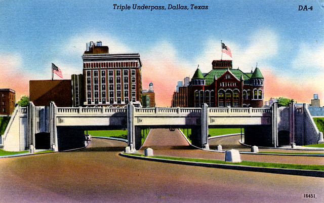 Vintage Postcard, Triple Underpass, Dallas, Texas