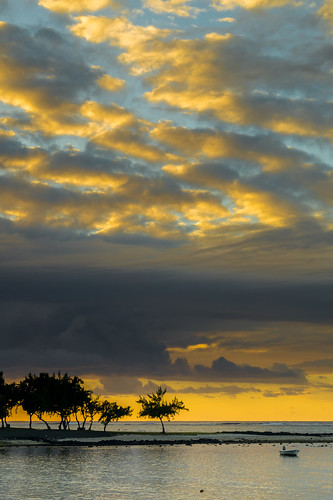 trees sea seascape clouds sunrise landscape boat mauritius cloudscape