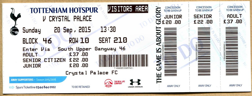 Tottenham Hotspur v Crystal Palace ticket | Tottenham Hotspu… | Flickr