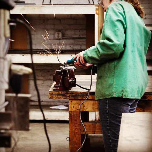Let the #sparks Fly! #PNCA #Machineshop #metalgrinding #artcollege #arted #arteducation #metalwork #sculpture #slothlife #pdxnow #portland #slothlife #creativityworkshere #artstudent #workinprogress #artschool | by artcentralstation