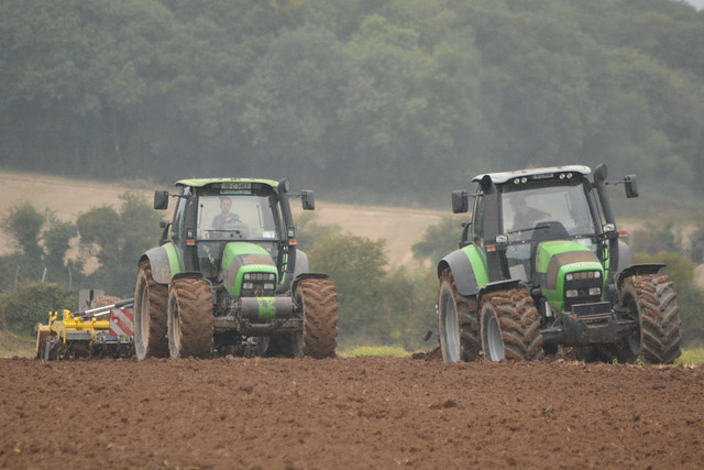 Deutz Fahr Agrotron TTV 1160 Tractor with a Bednar Siftdisc XO 4000F Cultivator & Deutz Fahr Agrotron M640 Profiline Tractor with a Kverneland 5 Furrow Plough