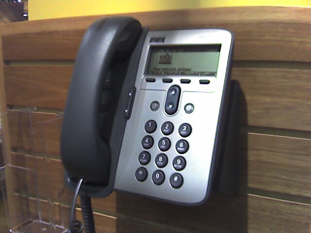 VoIP phone at WFM | Cisco (model 1905?) VoIP phone at the ne… | Flickr