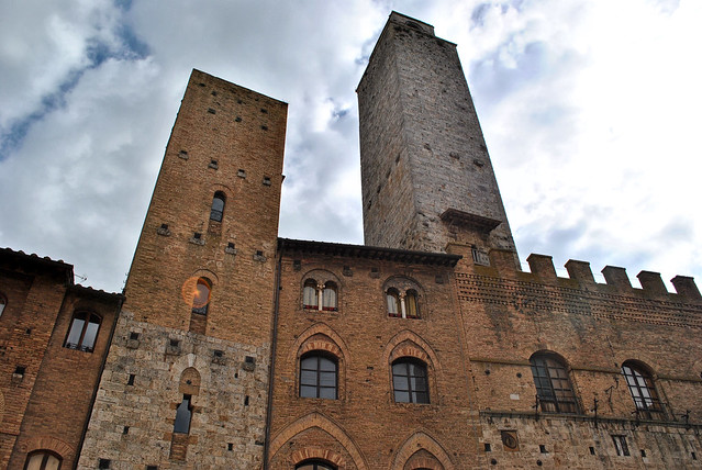 San Gimignano towers in town center piazza